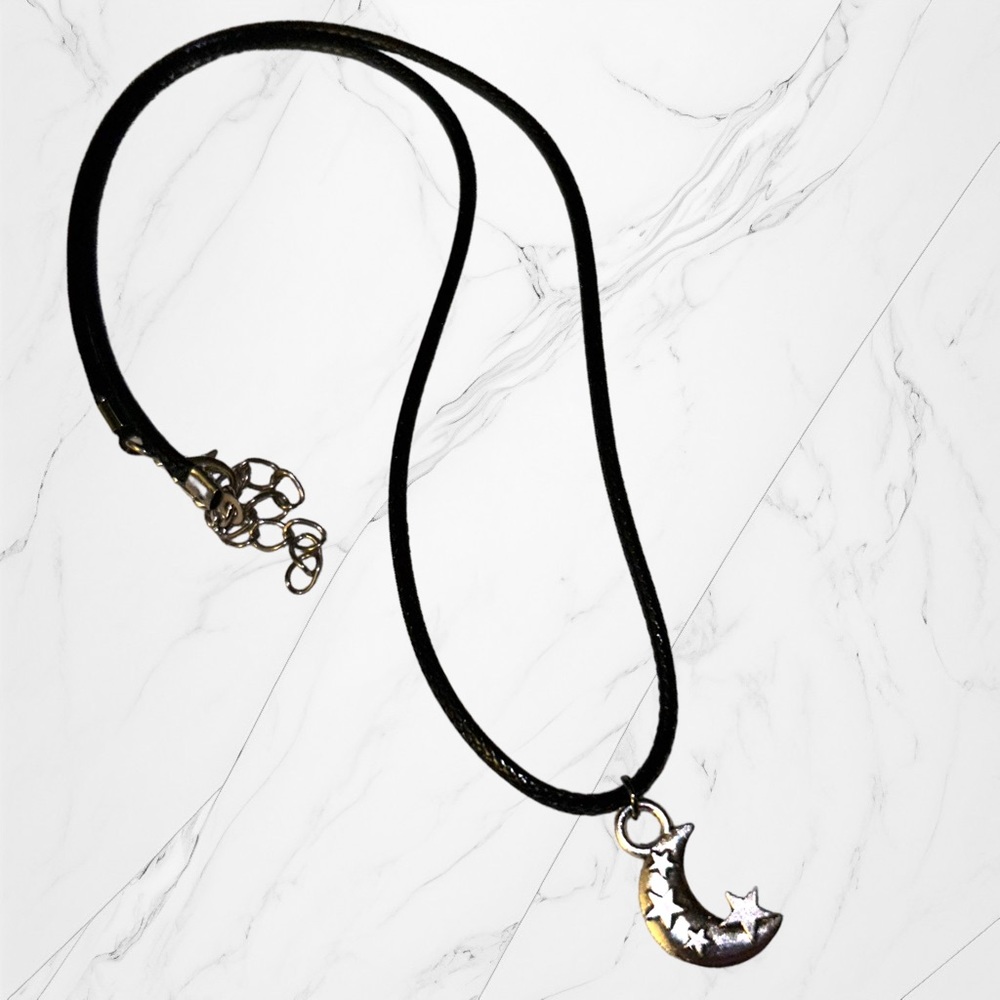 Hand Crafted Necklace Silver Moon & Star Charm Celestial Heavens - Picture 3 of 4